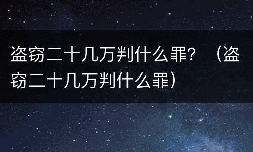 盗窃二十几万判什么罪？（盗窃二十几万判什么罪）