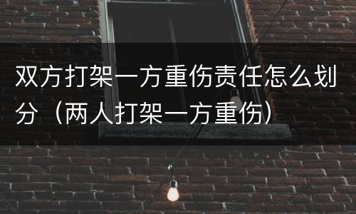双方打架一方重伤责任怎么划分（两人打架一方重伤）