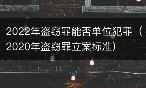 2022年盗窃罪能否单位犯罪（2020年盗窃罪立案标准）