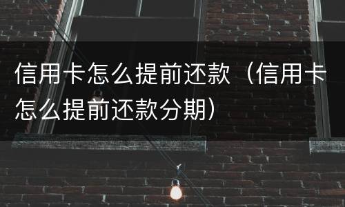 信用卡怎么提前还款（信用卡怎么提前还款分期）