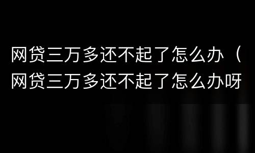 网贷三万多还不起了怎么办（网贷三万多还不起了怎么办呀）