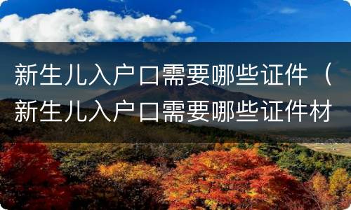 新生儿入户口需要哪些证件（新生儿入户口需要哪些证件材料）