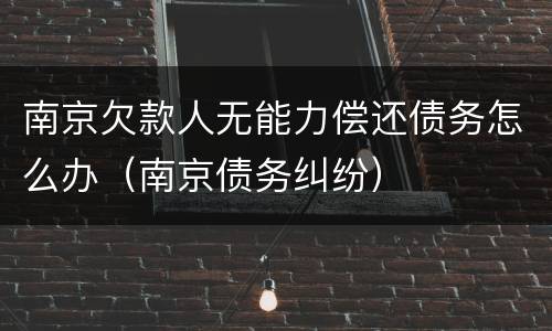 南京欠款人无能力偿还债务怎么办（南京债务纠纷）
