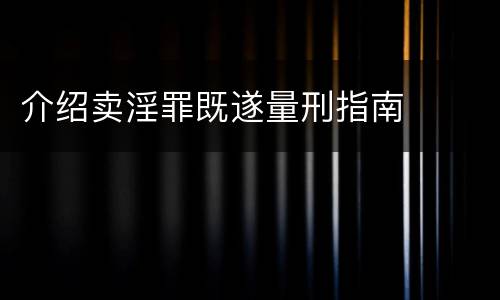 介绍卖淫罪既遂量刑指南