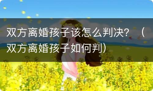 双方离婚孩子该怎么判决？（双方离婚孩子如何判）