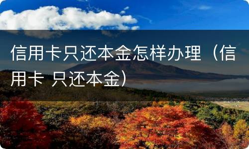 信用卡只还本金怎样办理（信用卡 只还本金）