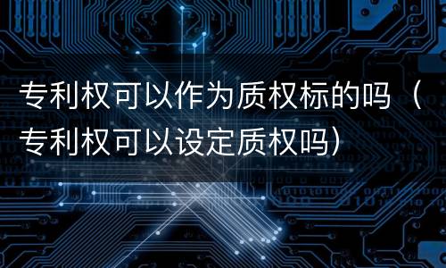 专利权可以作为质权标的吗（专利权可以设定质权吗）