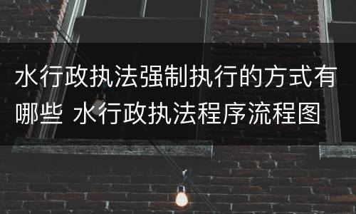 水行政执法强制执行的方式有哪些 水行政执法程序流程图