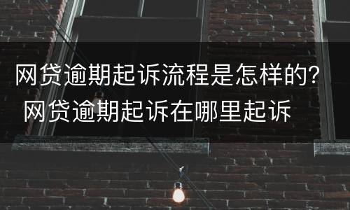 网贷逾期起诉流程是怎样的？ 网贷逾期起诉在哪里起诉