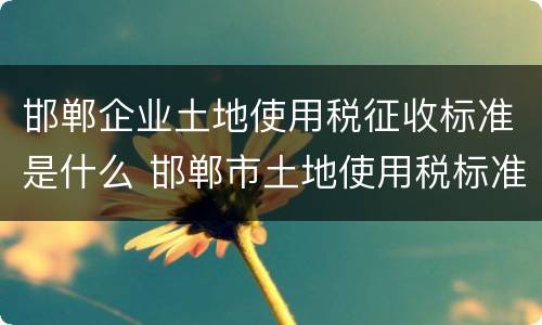 邯郸企业土地使用税征收标准是什么 邯郸市土地使用税标准