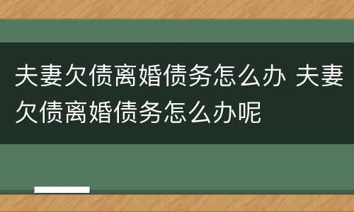 夫妻欠债离婚债务怎么办 夫妻欠债离婚债务怎么办呢