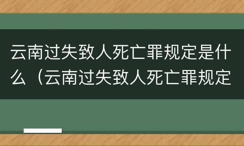 云南过失致人死亡罪规定是什么（云南过失致人死亡罪规定是什么法律）