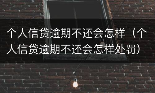 个人信贷逾期不还会怎样（个人信贷逾期不还会怎样处罚）