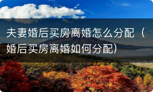 夫妻婚后买房离婚怎么分配（婚后买房离婚如何分配）