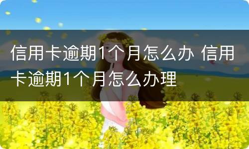 信用卡逾期1个月怎么办 信用卡逾期1个月怎么办理