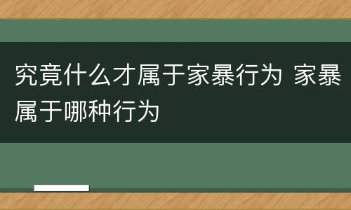 究竟什么才属于家暴行为 家暴属于哪种行为