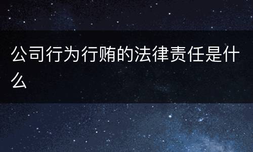 公司行为行贿的法律责任是什么