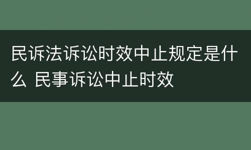 民诉法诉讼时效中止规定是什么 民事诉讼中止时效