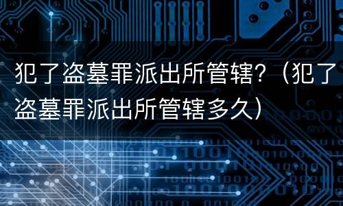 犯了盗墓罪派出所管辖?（犯了盗墓罪派出所管辖多久）