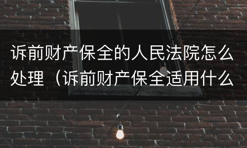 诉前财产保全的人民法院怎么处理（诉前财产保全适用什么程序）