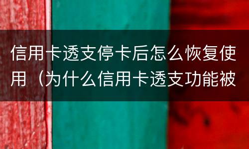 信用卡透支停卡后怎么恢复使用（为什么信用卡透支功能被关闭）