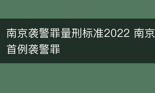 南京袭警罪量刑标准2022 南京首例袭警罪