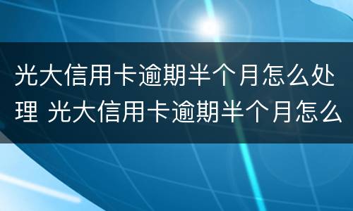 光大信用卡逾期半个月怎么处理 光大信用卡逾期半个月怎么处理好