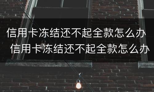 信用卡冻结还不起全款怎么办 信用卡冻结还不起全款怎么办呢