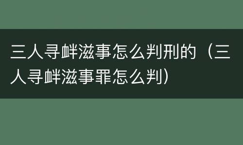 三人寻衅滋事怎么判刑的（三人寻衅滋事罪怎么判）