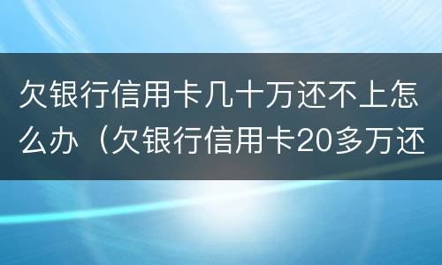 欠银行信用卡几十万还不上怎么办（欠银行信用卡20多万还不上咋办）