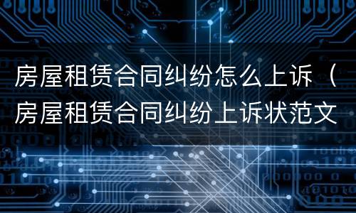 房屋租赁合同纠纷怎么上诉（房屋租赁合同纠纷上诉状范文）