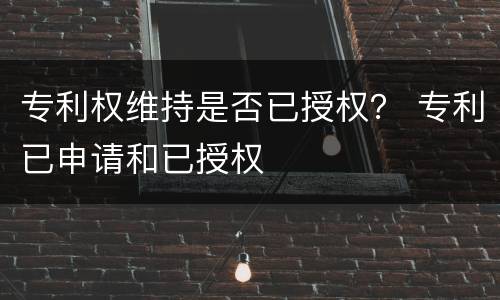 专利权维持是否已授权？ 专利已申请和已授权