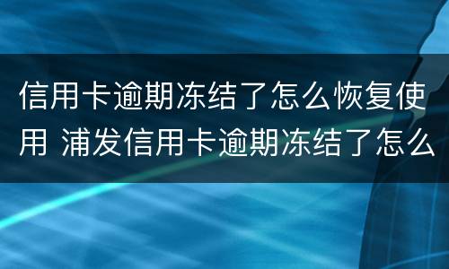 信用卡逾期冻结了怎么恢复使用 浦发信用卡逾期冻结了怎么恢复使用