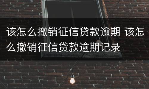 该怎么撤销征信贷款逾期 该怎么撤销征信贷款逾期记录