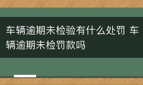车辆逾期未检验有什么处罚 车辆逾期未检罚款吗