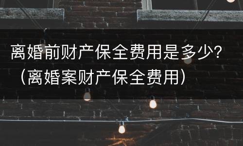 离婚前财产保全费用是多少？（离婚案财产保全费用）
