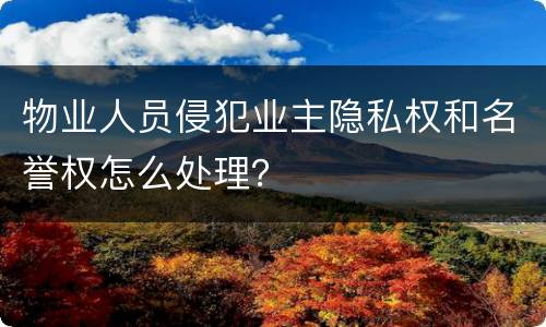 物业人员侵犯业主隐私权和名誉权怎么处理？