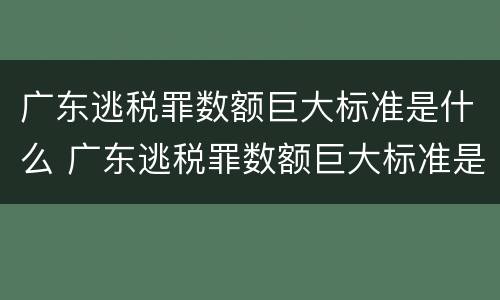 广东逃税罪数额巨大标准是什么 广东逃税罪数额巨大标准是什么