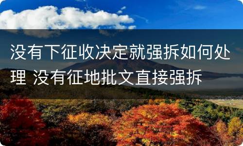 没有下征收决定就强拆如何处理 没有征地批文直接强拆