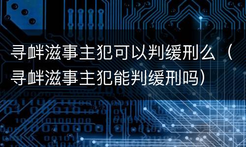 寻衅滋事主犯可以判缓刑么（寻衅滋事主犯能判缓刑吗）