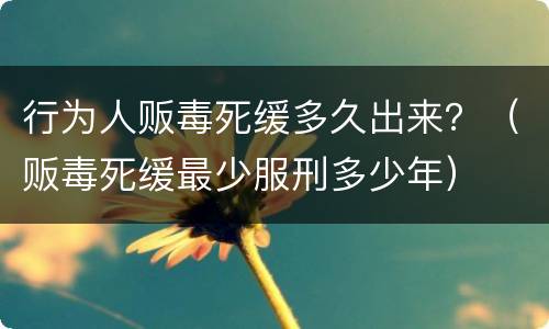 行为人贩毒死缓多久出来？（贩毒死缓最少服刑多少年）