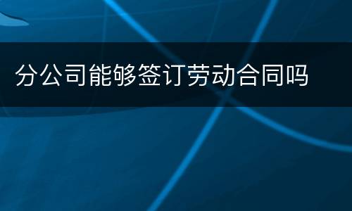分公司能够签订劳动合同吗