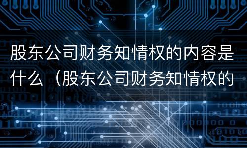 股东公司财务知情权的内容是什么（股东公司财务知情权的内容是什么呢）
