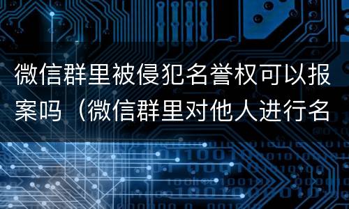 微信群里被侵犯名誉权可以报案吗（微信群里对他人进行名誉侮辱可以起诉吗?）