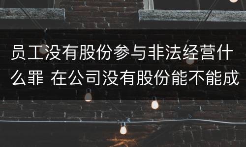 员工没有股份参与非法经营什么罪 在公司没有股份能不能成为法人