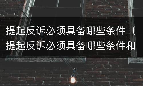 提起反诉必须具备哪些条件（提起反诉必须具备哪些条件和程序）