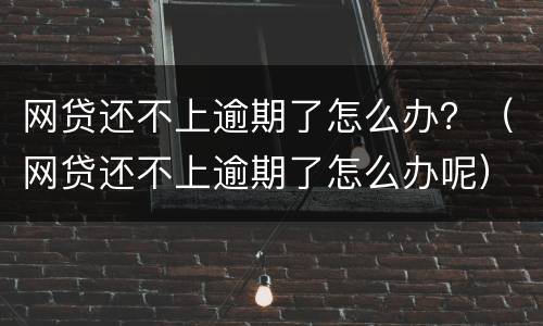 网贷还不上逾期了怎么办？（网贷还不上逾期了怎么办呢）
