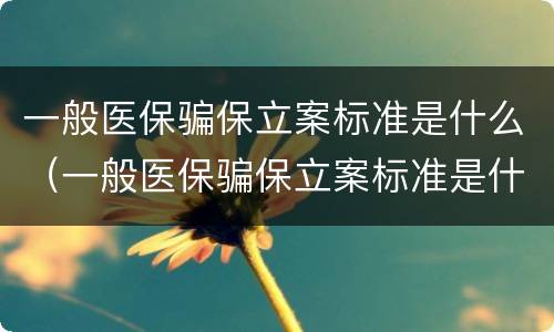 一般医保骗保立案标准是什么（一般医保骗保立案标准是什么意思）