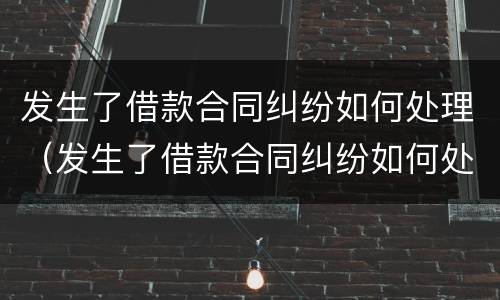 发生了借款合同纠纷如何处理（发生了借款合同纠纷如何处理呢）