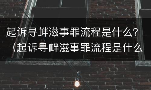 起诉寻衅滋事罪流程是什么？（起诉寻衅滋事罪流程是什么样的）